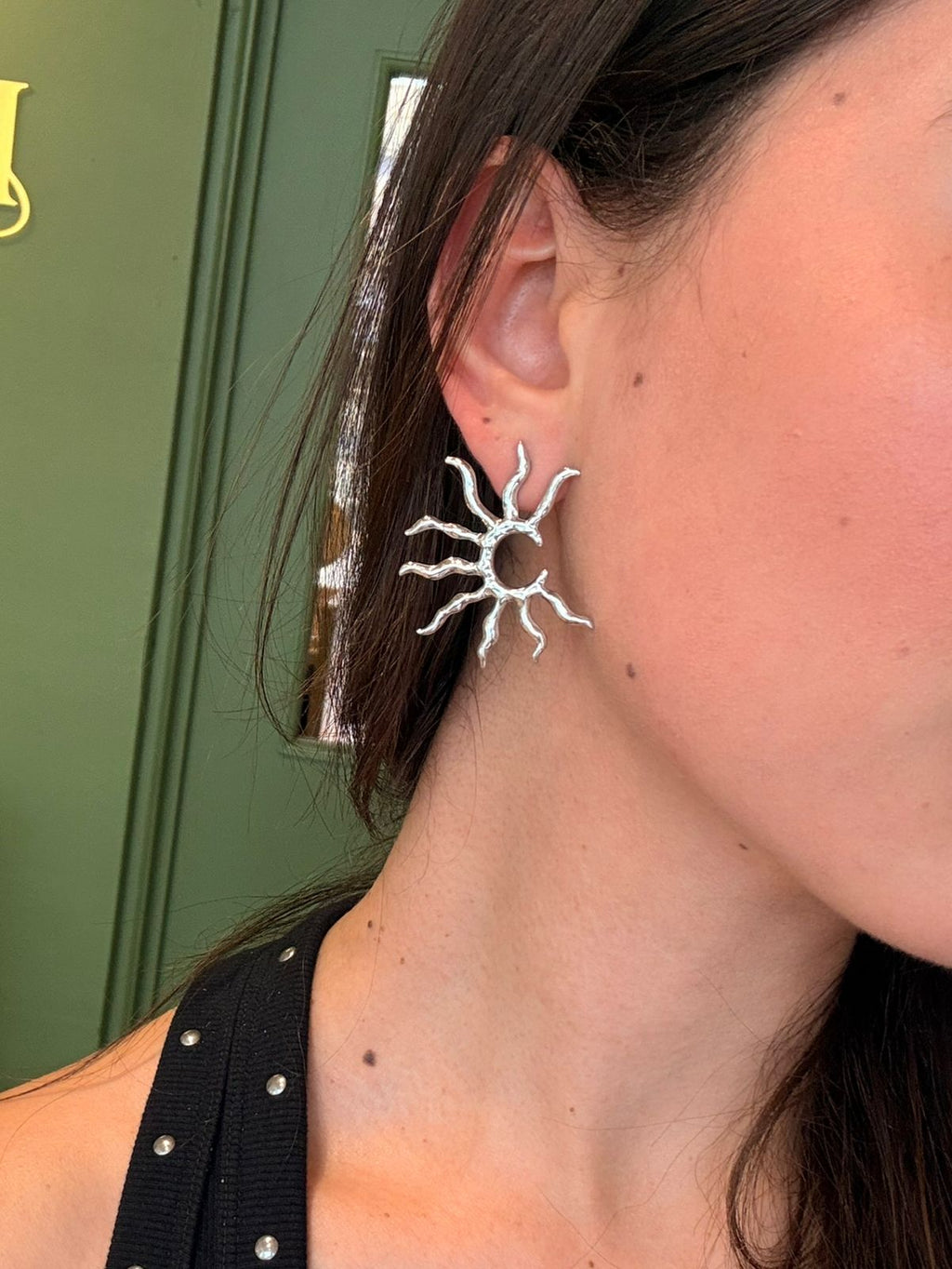Aretes sol plateados